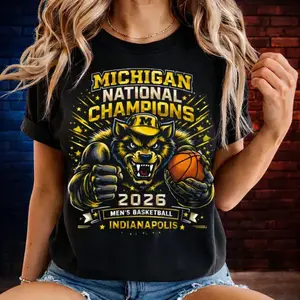 Michigan National Champions 2026 Shirt, Wolverines Basketball Tee Indianapolis NCAA Champs Graphic, College Hoops Fan Gift Unisex T-Shirt