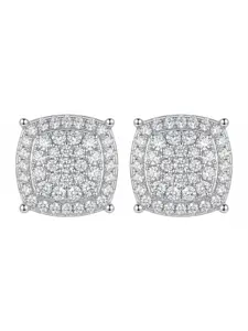 1 Pair Square Luxury Fashion Micro Pave Setting Elegant Square Shape Rhinestones Stud Earrings, Casual Ear Jewelry For Party, Daily Clothing Decor, Luxurious And Sparkling Appearance