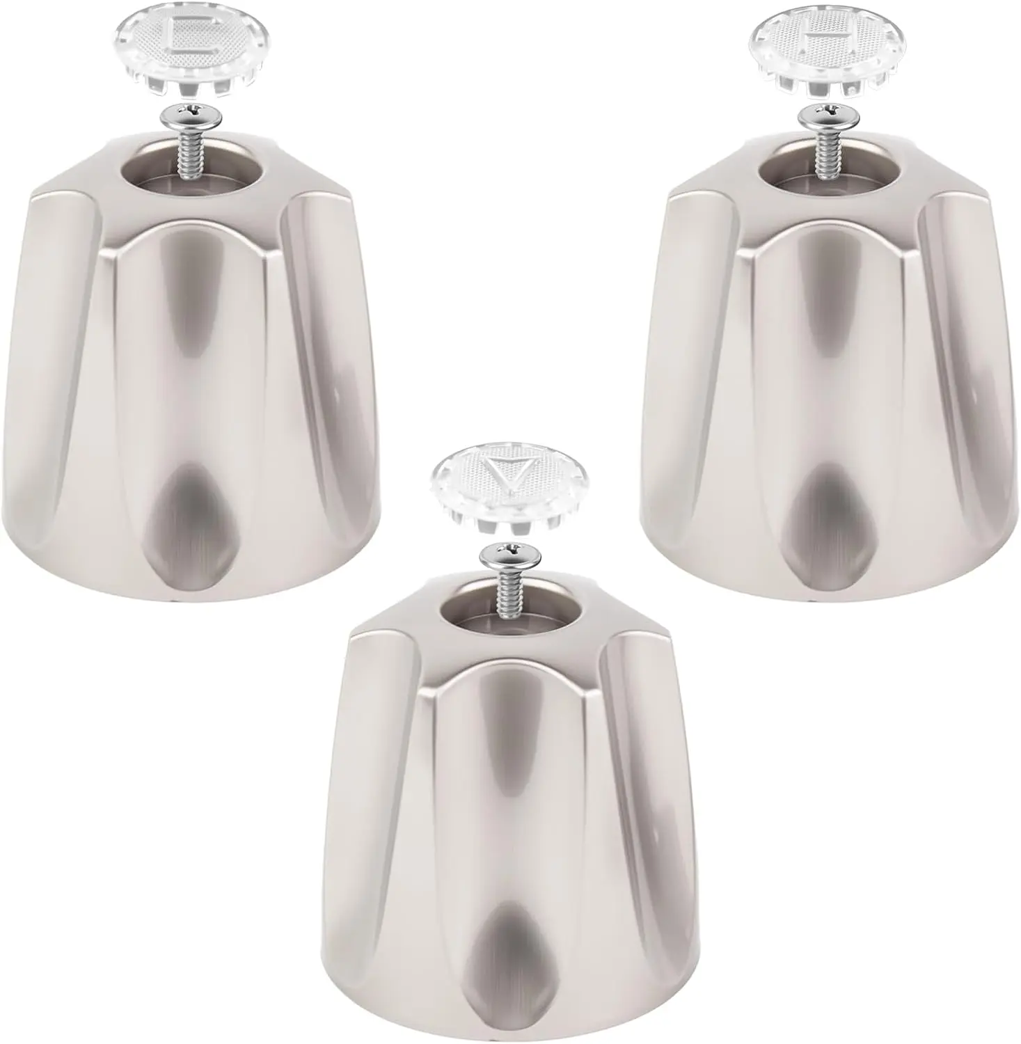 3 count Shower Knob Replacement Compatible with Price/Pfister Verve Tub Shower, Bathtub Faucet Handle Remodel Trim Kit Includes Hot/Cold/Diverter Knob & 3 Screws (Brushed Nickel)