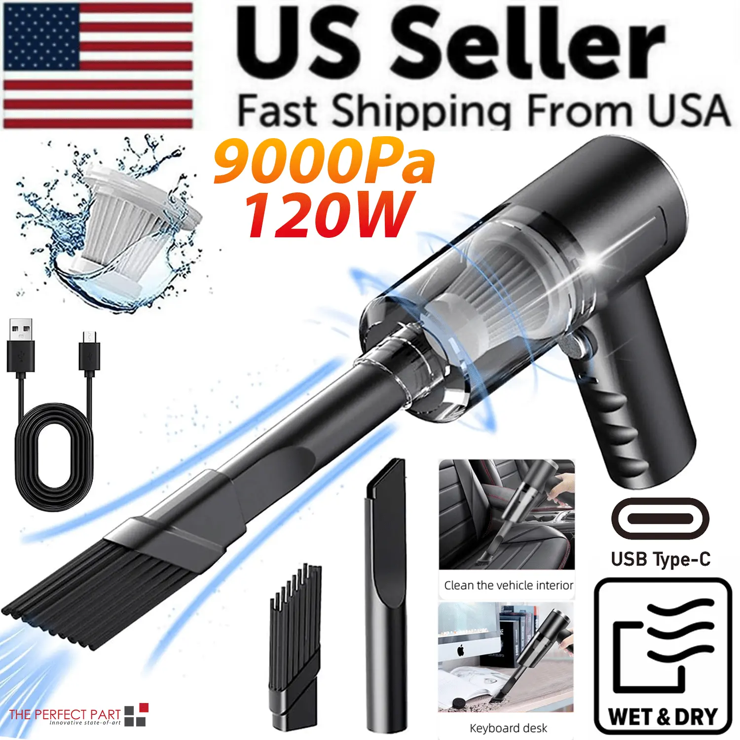 120W Cordless Handheld Car Vacuum Cleaner Small Mini Portable Auto Home Wireless