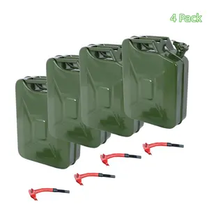 Nw 33Lbs 4 Pack Steel Fuel Tanks Jerry Can 20 Liter 5 Gallon With Flexible Spout Portable Jerry Can For Gasoline Cars Trucks Equipment