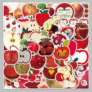 Apple Pattern Sticker, Cute Self Adhesive Decorative Stickers, DIY Decals for Water Bottle, Laptop, Cellphone, Phone Case, Scrapbooking, Journal Making, Screen Protector
