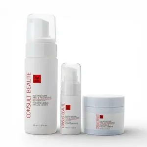 Microbiome Trio Set – Facial Wash, Cream & Concentrate, Gentle Cleansing & Balancing, Hydrates & Calms Complexion, Kombucha-Enriched, 3-Piece Set
