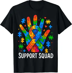 100% Cotton Unisex Autism Awareness Autism Support Squad T-Shirt