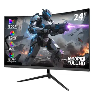 180Hz Curved Gaming Monitor 24", IPS FHD 1080P, 1ms Ultra-Smooth, FreeSync Display for PC & PS5