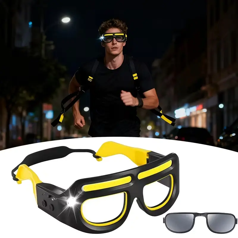 Rechargeable LED sensor headlamp hands-free, with body-sensing headlamp safety goggles, multifunctional 5-mode lighting glasses suitable for work, camping, fishing, cycling, hiking, and nighttime tasks.