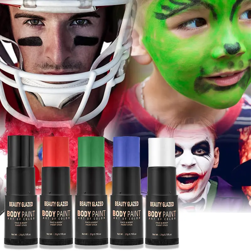 ３ Colors Face & Body Paint Stick, Creamy Makeup Crayon for Halloween, Festival, Party Costume, Face Painting Art
