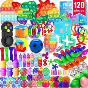 LOVE HOME 120-Pack Fidget Toys Set - Fidget Items, Sensory Toys for Kids, Stress Relief for Autistic ADHD Individuals, Party Favors, Classroom Prizes, Stocking Stuffers (Home Supplies)