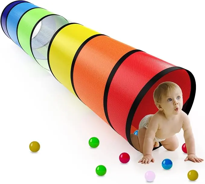 Toddler Crawl Tunnel for Kids 6 Foot Pop Up Play Tunnel with Mesh Sides Collapsible Indoor Outdoor Baby Tunnel Toy Activity Tunnel for Toddlers 1-3 Backyard Playground Gift