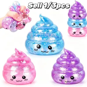 Novelty Squishy Poop Stress Ball - Glitter Poop Sensory Toy for Anxiety Relief, Fun Gift for Adults Teens Kids