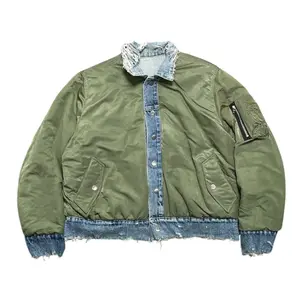 Amiri Reversible Denim Trucker Jacket Indigo Olive Green