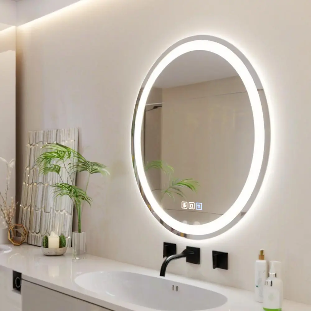 Large Round Bathroom Mirror with Lights, true filter mirror,Dimmable Vanity Mirror with Touch Sensor, Anti-Fog Smart Wall Mounted Makeup Mirror for Modern Home