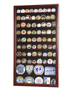 Large Military Challenge Coin Display Case Cabinet