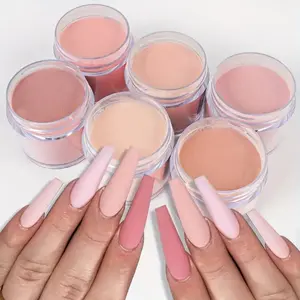 6pcs/set Pinkish Acrylic Powder Nail Decoration Carving Crystal Powder Professional Design DIY Nail Extension Dust Acrylic Powder for Nails