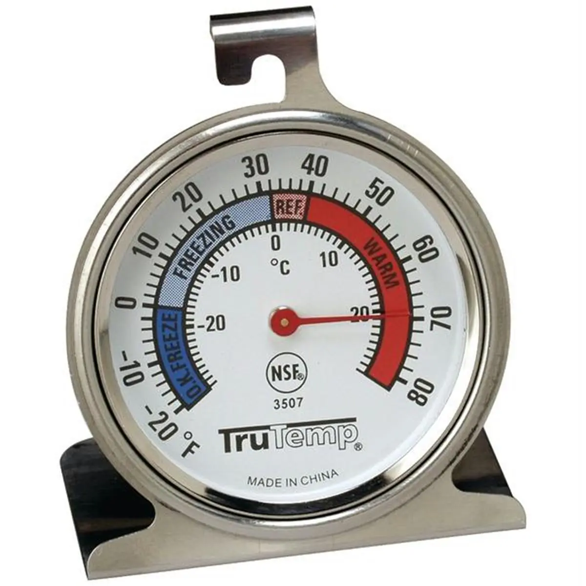 212 MAIN Stainless Steel Refrigerator Thermometer - 2.5" Dial, 20°F-80°F Precise Temp, Hangs/Stands with Deluxe Bracket, NSF Listed, Temperature Monitoring, Pack of 6