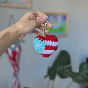 P.R. Keychain - Handcrafted Keychain with Colorful Stripes and Decorative Bead