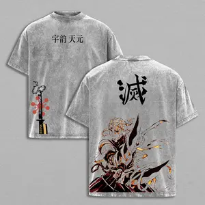 Uzui Tengen Demon Slayer Tee – Vintage Oversized Washed Shirt, Double Printed Heavy Cotton Unisex Anime Manga Streetwear Gift for Fans