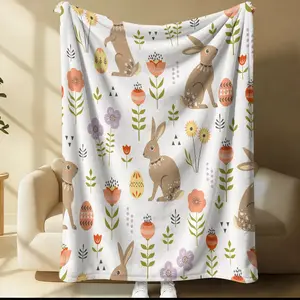 Cute Cartoon Rabbit HD Printed Blanket, Soft and Comfortable Home Decorative Blanket, Ideal for Nap Time
