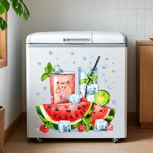 Summer Ice Drink Watermelon Fridge Wall Sticker, Fits Freezer, Refrigerator, Kitchen Walls, Summer Wall Decor Gift