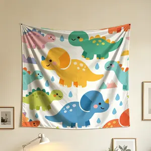 Cute Cartoon Dinosaur Tapestry, Bright Color, Washable and Fade Resistant, Vibrant Home Background, Perfect Photo Backdrop, Unique Exquisite Gift Idea
