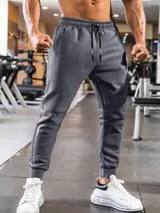 Men's Sporty Running Pants, Outdoor Casual Breathable Comfort, Slim-Fitting Elastic Waist Trousers, All Seasons Geometric Pattern, Knitted Sports Pants