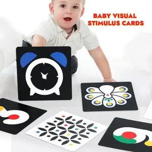 Toddler Visual Flash Cards 0-36M | 7" Large 15-Cards (30 Sides) | 6-Stage Color/Visual Nerve Training | Waterproof HD Age-Graded Montessori Learning Cards for Newborns Flashcards
