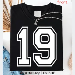 Number 19 Sports Jersey T-Shirt – 100% Cotton Fashion Tee for 19 Years