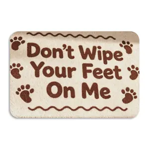 Funny "Don't Wipe Your Ft On Me" Entry Doormat, Cute Paw Print Home Bath Rug