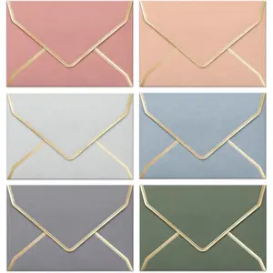 Invitation Envelopes, 30-Pack 4x6 Envelopes for Invitations, Gold Foil Bordered Colored Envelopes, A4, 4 1/4 x 6 1/4 Inches, 6 Morandi Colors