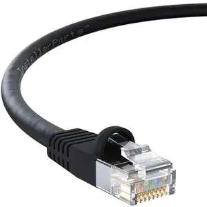 InstallerParts Ethernet Cable CAT5E Cable UTP Booted 8 FT - Black - Professional Series - 1Gigabit/Sec Network/Internet Cable, 350MHZ