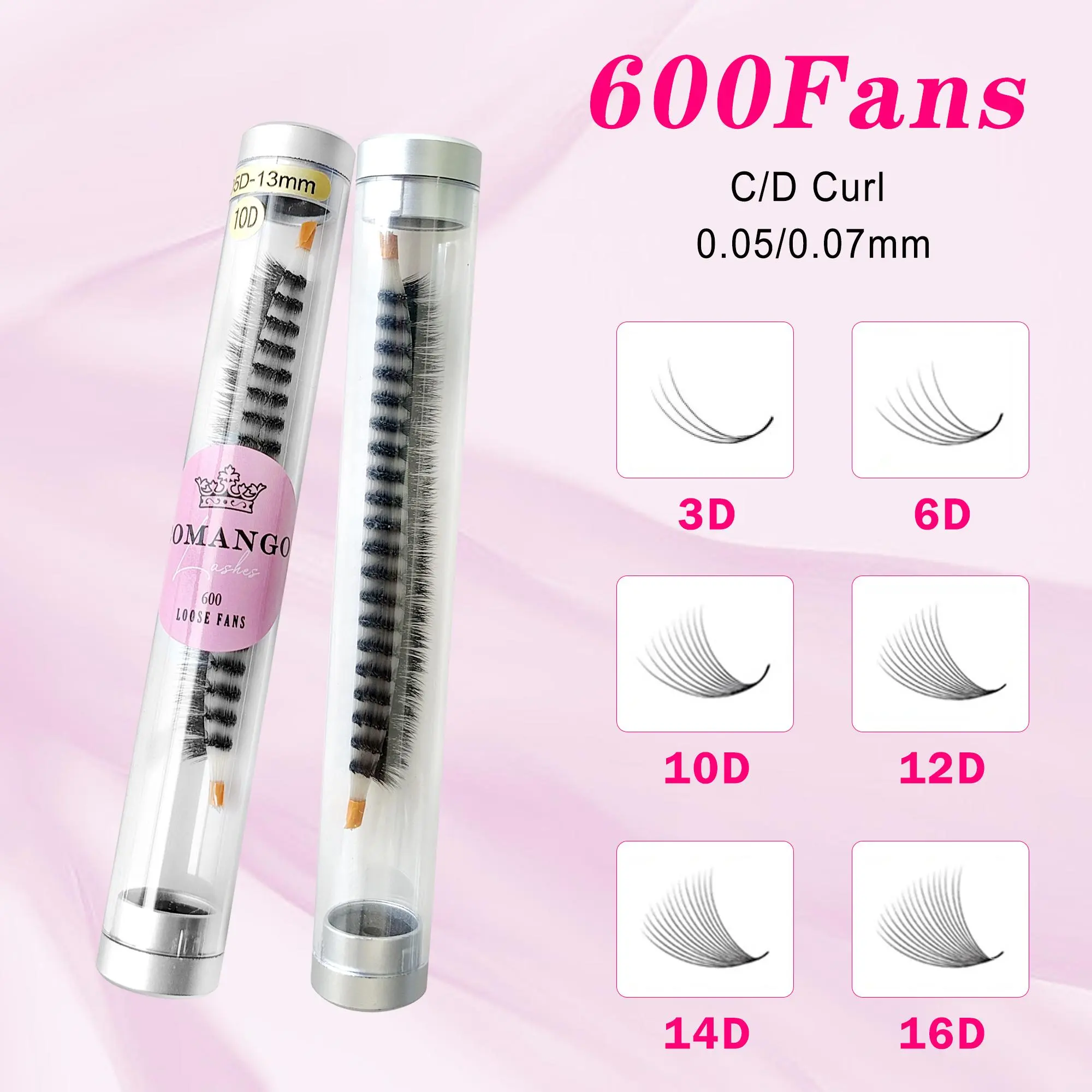 CoMango 600 Fans Premade Volume Fans Pointy Base Russian Eyelash Extensions Wide Fans 3D-16D Faux Mink Promade Lashes Wholesale 2026 New