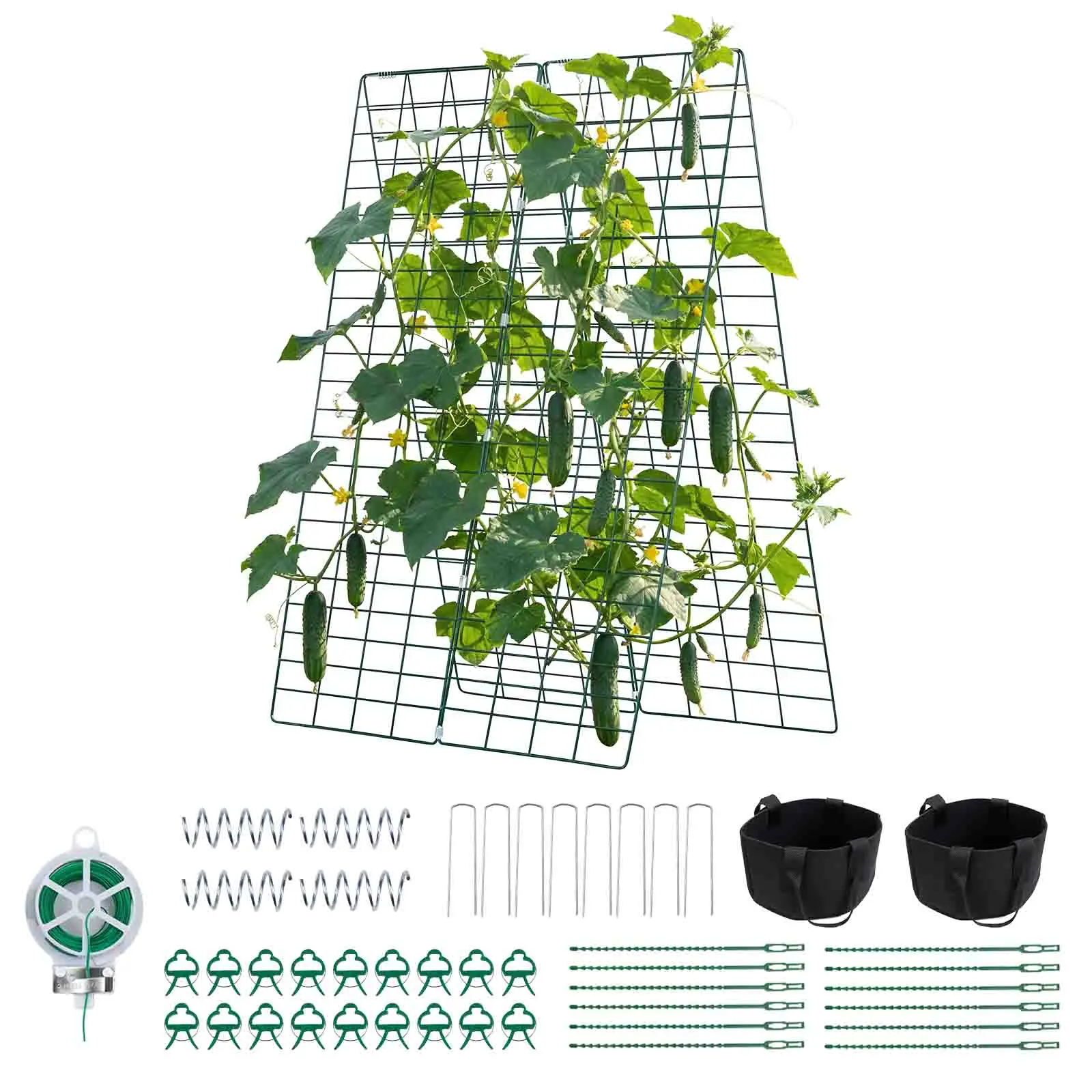 【SummerFinds】VEVOR Cucumber Trellis 4 Pack, A-Frame Garden Trellises for Raised Bed, Metal Rustproof Coating Plant Support for Vine, Climbing Plants, Peas, Beans, Zucchini, Tomato, Flower (46.06 x 16.93 in x 4PCS)