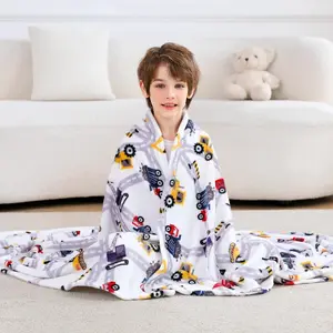 Viviland Kids Throw Blanket, Truck Print Blankets for Boys, Soft Warm Lightweight Plush Throw Blanket Car Fleece Throw Blanket for Sofa Chair Couch Bed, for Kids, 50" x 60"