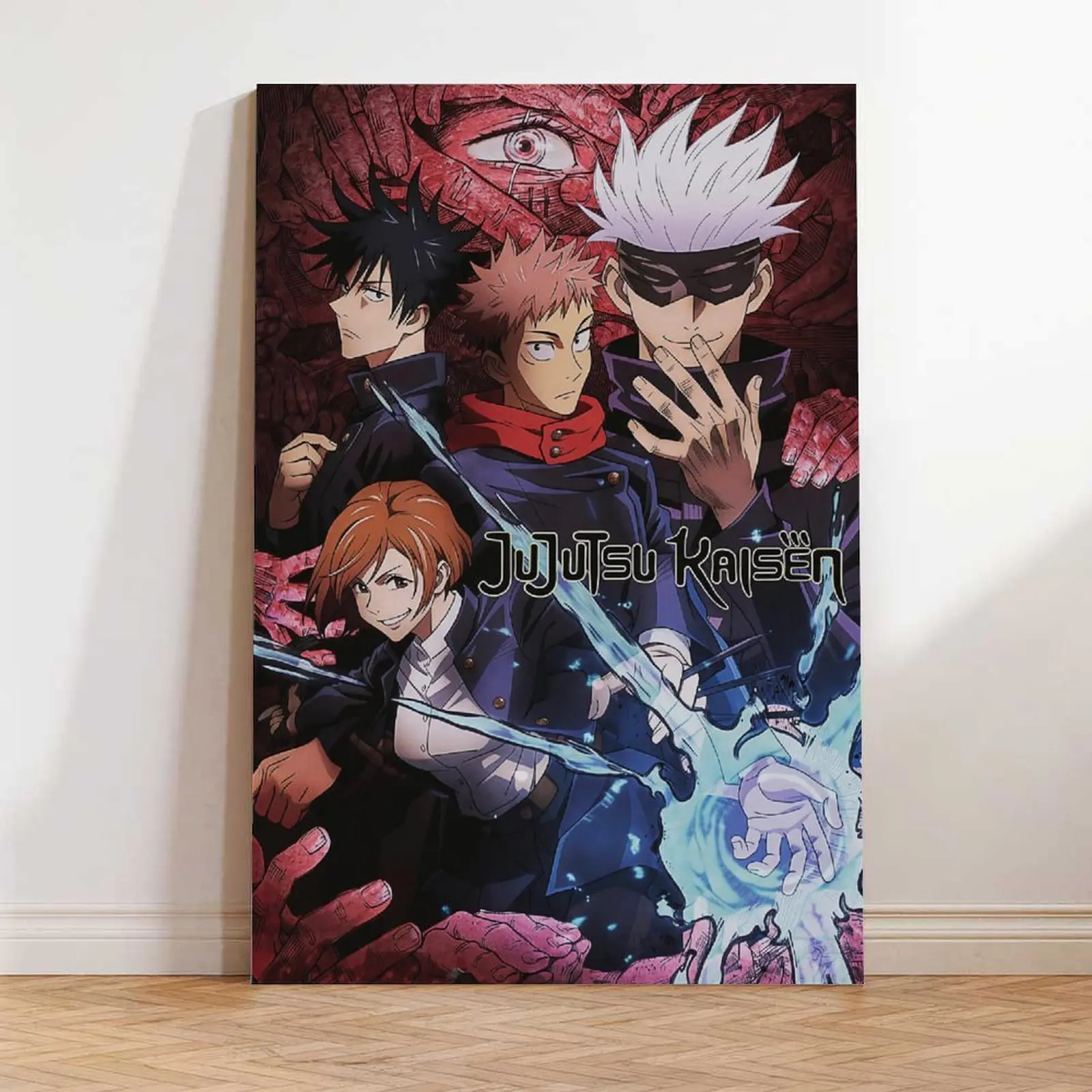 Manga Fan Jujutsu Kaisen Poster Anime Wall Art Print, Gojo Satoru Yuji Itadori Megumi Nobara Manga Decor for Bedroom, Gift for Anime Lovers,Gaming Room & Dorm, Framed or Unframed
