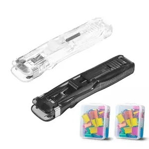 2 Pcs Push Stapler Reusable Binder Clips Set, No Hole Nail-Free Paper Fastener, Portable Document Organizer for Students Teachers Office School Stationery Supplies-YYA