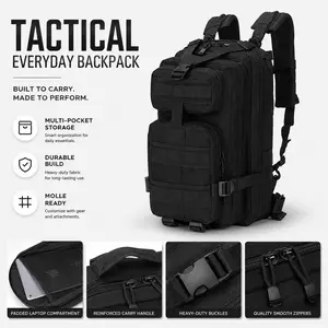 Men's Outdoor Sports Backpack, Waterproof Hiking Travel Bag, Multi-Compartment Camping Day Pack, Hiking Daypacks, with Molle Mounting System