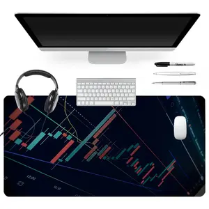 Colorful Financial Chart Gaming Mouse Pad Stock Market Analysis Mouse Pads for Desk XXL Mouse Pad for Laptop Extended Mouse Pad 35x16Inch Non-Slip Rubber Base Stitched Edge Suitable for PC Gamers Office Workers & Home Use