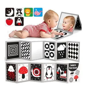 Black and White High Contrast Baby Books Flash Cards Tummy Time Mirror Toys Newborn Toys 0 6 Months Brain Development Infant Stimulating Sensory Toy 0-3 3-6 2 4 5 Months old Baby Boy Girl Shower Gifts