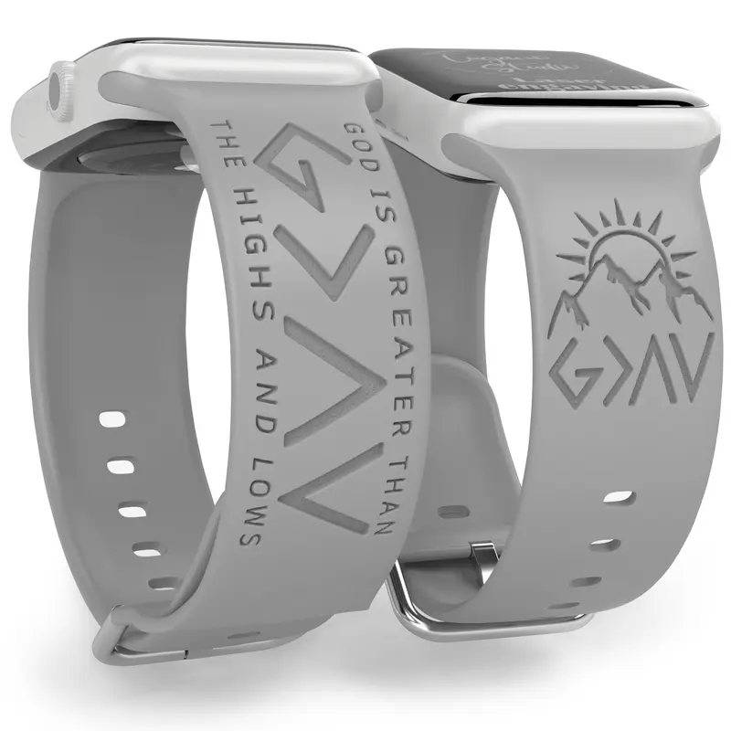 SuperLugano God is Greater Watch Band compatible with iWatch Smartwatch Laser Engraved Band Silicone Ultra 38mm 40mm 41mm 42mm 44mm 45mm 46mm 49mm Strap Virgin De Guadalupe God Jesus