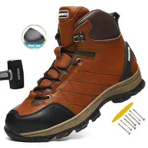 Steel Toe Boots for Men Indestructible Steel Toe Shoes Breathable High Top Work Boots for Men Lightweight Safety Shoes Non Slip Work Shoes Industry Construction Safety Boots Warehouses