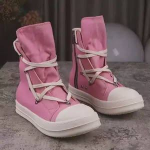 Outdoor Designer Height Increasing Retro Shoes for Men and Women pentagram strap canvas ankle boots ro multiple colors punk style high top Trainers size 34-47
