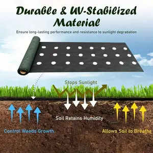 New-material perforated weed control fabric; water-permeable and breathable horticultural ground cover; biodegradable eco-friendly weed-suppressing mat; weed-blocking planting mulch for orchards, vegetable gardens, and flower gardens.