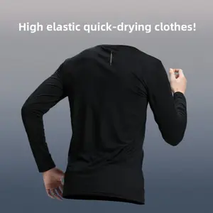 Men's Classic Outdoor Running Training Crew Neck Long Sleeve Moisture-Wicking Quick-Dry Shirt Men's Fitness Breathable Sports Long Sleeve Shirt