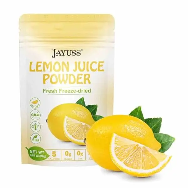 JAYUSS Lemon Juice Powder 8.82 Ounce, Natural, Freeze Dried Lemon Juice, No Sugar or Additives, Great for Drinks, Smoothies, and Beverages 250g