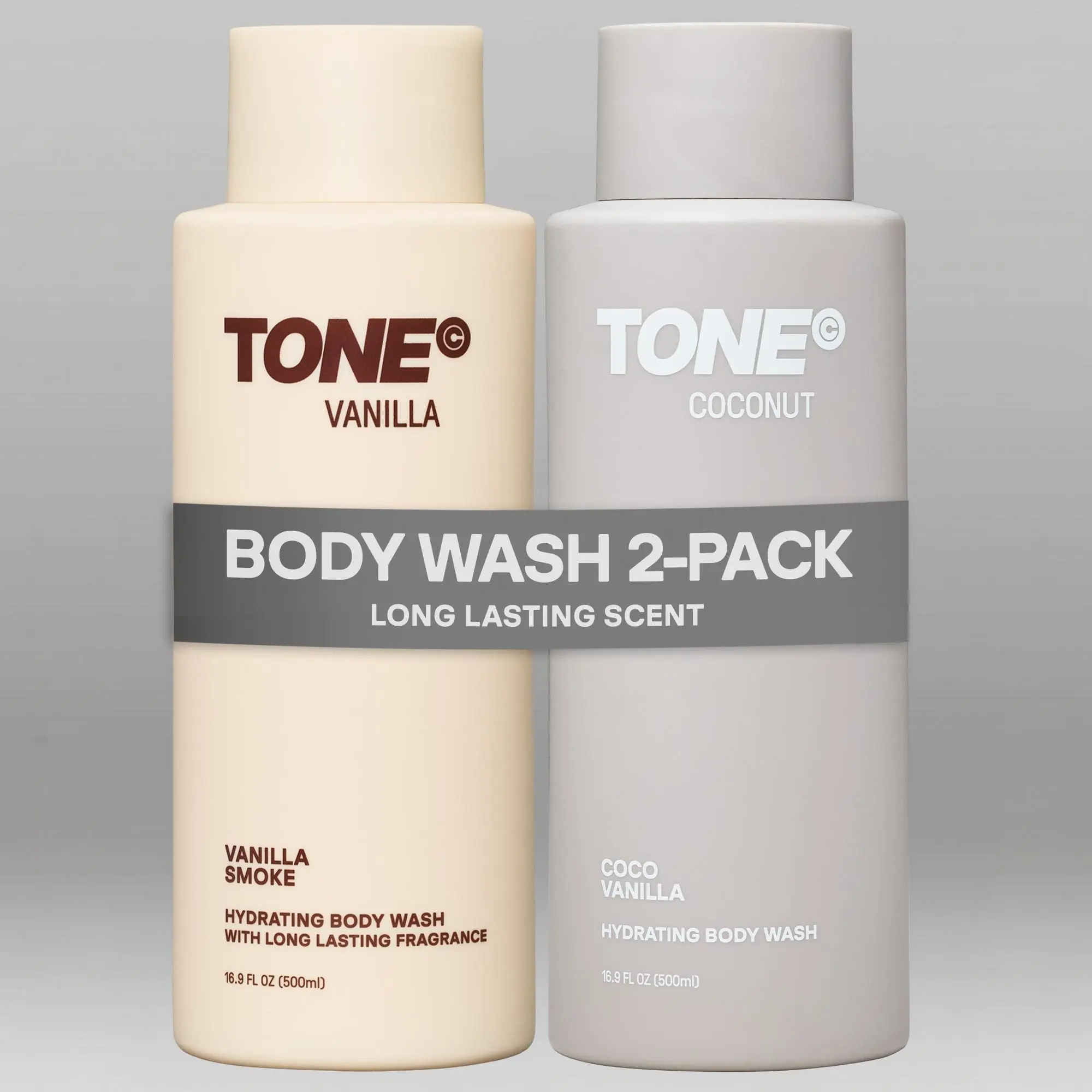 TONE Hydrating Body Wash Variety 2-Pack (Coconut & Vanilla Smoke, Mix & Match Scents) - Body Care Products, Coconut Cleansers, Long-Lasting Fragrance, Moisturizes, Paraben-Free, Dermatologist-Tested