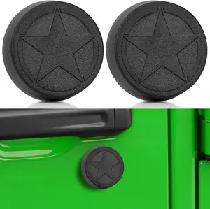 Magnetic Door Keyhole Covers Compatible with 2018-2026 Jeep Wrangler JL & Gladiator JT,2 Pack Exterior Front Lock Cylinder Caps Decor Accessories, Black (Star Style)