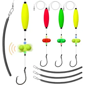 6PCS Catfish Rigs Kit Santee Rig with Float Rattler Dragging Weights Catfishing Tackle Circle Hook Size 5/0 8/0 Sinker 2OZ/3OZ/4OZ Pre-Tied High-Visibility EVA Material Sharp Hooks Strong Knots Snag-Proof