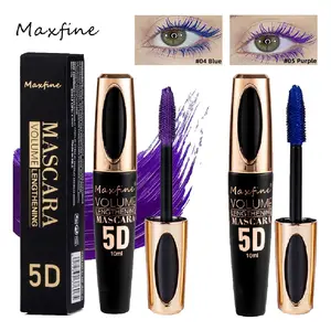 5D Silk Fiber Mascara, Colored Mascara Waterproof Long Lasting  Lengthening Mascara, Defining, Curling,Color Mascara Makeup Eye Lashes Party Stage Use (Blue and Purple)