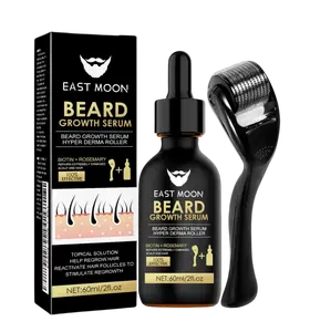 Beard Growth Serum with Derma Roller, 60ml Nourishing Beard Care Oil, Biotin & Rosemary Infused, Strengthens & Conditions Facial Hair, Men’s Grooming Kit
