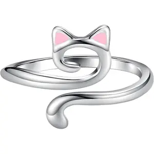 Yarn Ring Cat Ears Crochet Ring Adjustable Cat Rings Beginner Knitting Crocheting Crochet Tension Regulator Tool Finger Ring Jewelry for Women summerwins